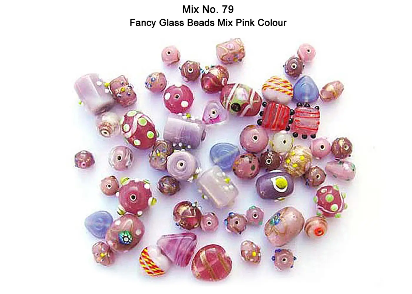 Fancy Glass Beads in Pink color